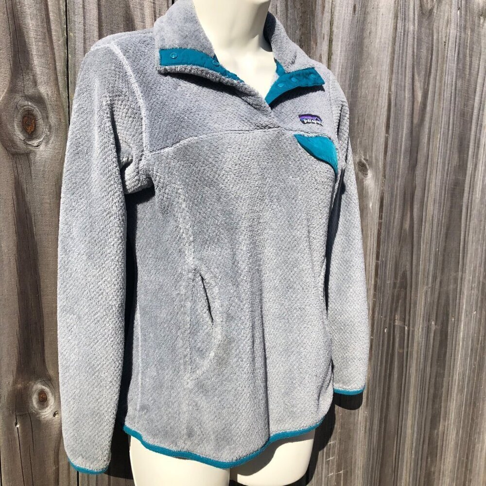 Patagonia XS Fleece Pullover Gray Blue Mock Re-Tool Jacket Sweater Turtleneck - Picture 3 of 7